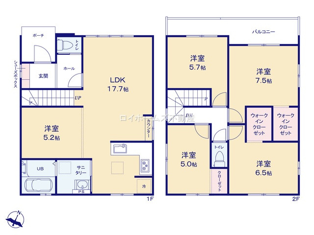 【間取り】 | 名古屋市港区大手町５丁目29-2『仲介料無料』新築戸建て | 1号棟