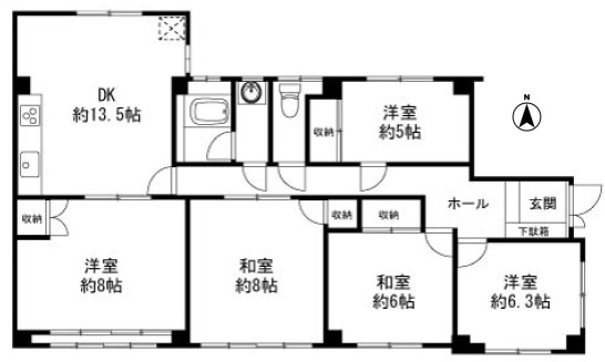 神戸市灘区八幡町４丁目の賃貸マンションの間取り