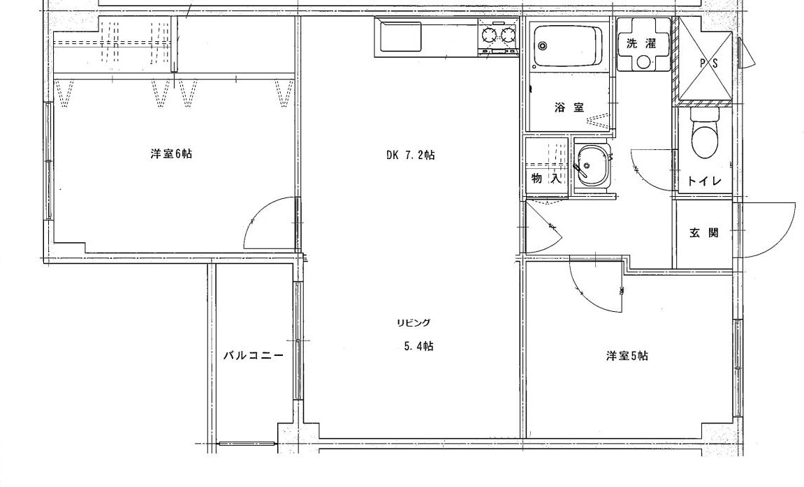 神戸市灘区鶴甲３丁目の賃貸マンションの間取り