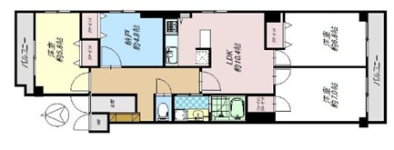 芦屋市親王塚町の賃貸マンションの間取り