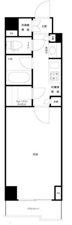 ルーブル桜新町　ウォークインクローゼット　オートロック　分譲賃貸の間取り