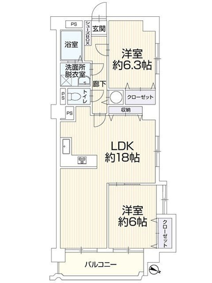 【間取り】 | 赤坂パインマンション | フルリフォーム済み2LDK、72平米超のためファミリーにおすすめ◎