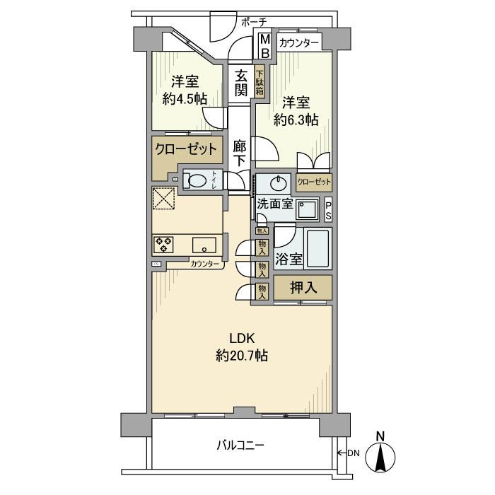 コスモ町屋ロイヤルフォルムの間取り