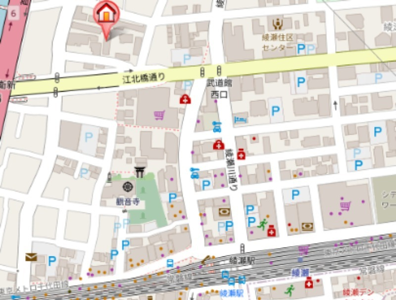 シャンブル綾瀬Ｈの地図
