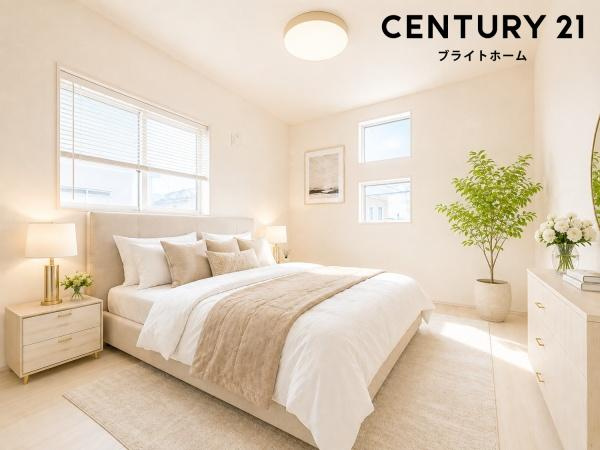 相模原市中央区上溝４丁目の新築一戸建の洋室|二面採光の明るく、落ち着きのある洋室！
休日はこちらでおくつろぎ下さい♪
※家具等はCGでの参考レイアウトです。