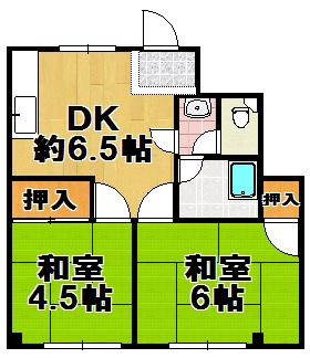 平尾ビルの間取り|★脱衣所有りの２ＤＫ★