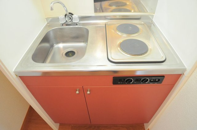 レオパレスパークサイドのキッチン|２口電気コンロ