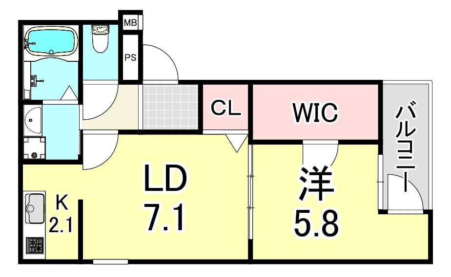 尼崎市東園田町６丁目のアパートの間取り