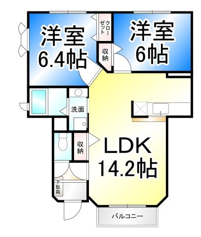 ガーデンハウス朝日山　Dの間取り