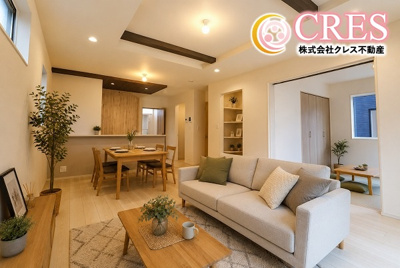 【居間・リビング】 | ☆☆☆新築分譲　郡山市安積町笹川中ノ渡戸TE　全２棟－①！！ | LDK20.0～20.5帖！！
明るい陽光が差し込む心地よいリビング空間♪※実際に現地に家具はおかれておりません。また価格に家具は含まれておりません。(作成CG)