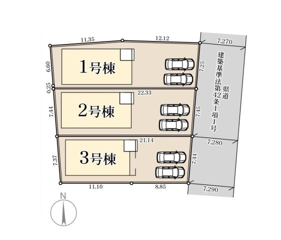 小郡市小郡第4-3棟（2号棟）の区画図|配置図（2号棟）