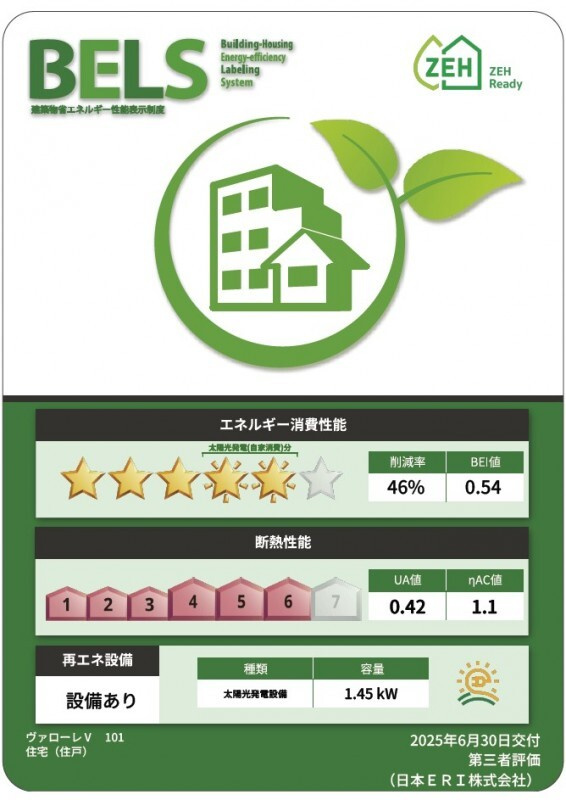 川崎市多摩区登戸のアパートの省エネ性能ラベル