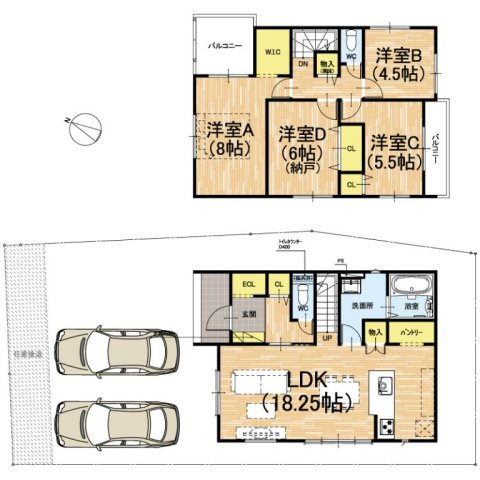 ★京都市西京区山田北ノ町　第1期　新築一戸建ての間取り|4号地