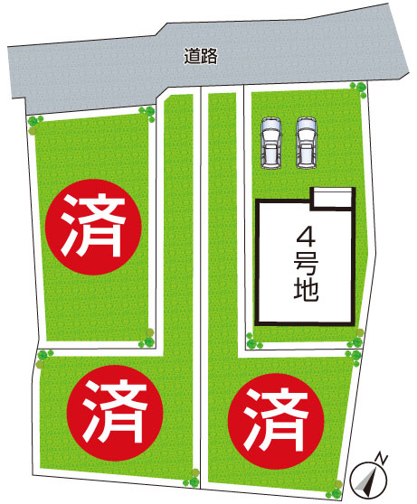 京都市西京区山田北ノ町　第1期　新築一戸建ての区画図|全４区画