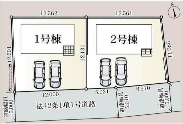 小山市千駄塚　第２　1号棟の区画図