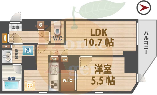【間取り】 | ザ・パークハビオ新高円寺 | 1LDKのお部屋です。