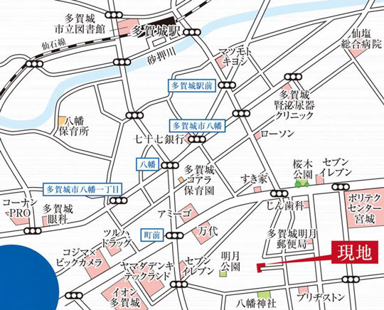 多賀城市明月の地図