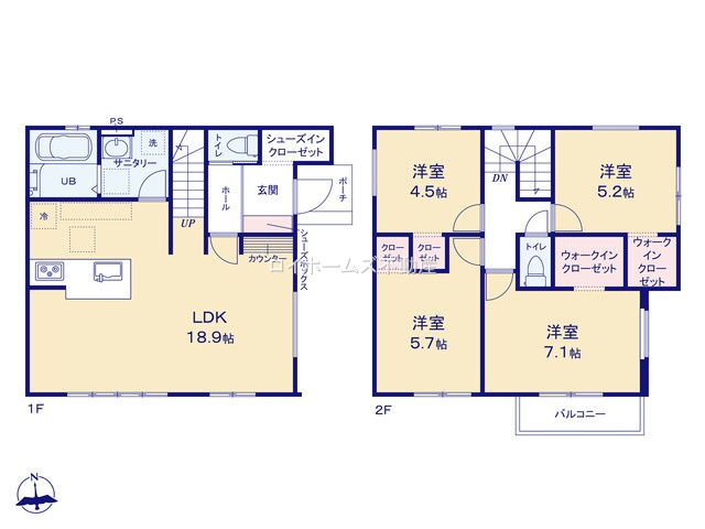 【間取り】 | 名古屋市北区上飯田南町２丁目35-2『仲介料無料』新築戸建て | 1号棟