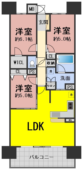 ６７３５６　プレサンスロジェ岐阜金公園の間取り