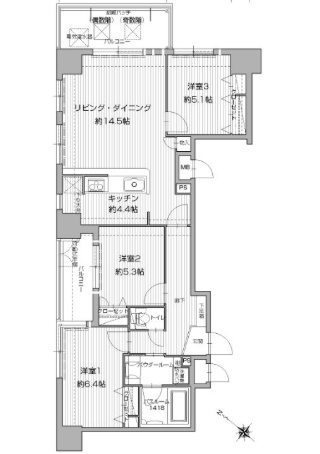 アクタス渡辺通パークシティの間取り|使いやすい間取りです。