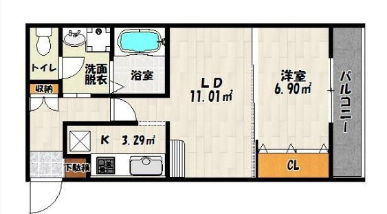 ドォウミ博多1の間取り|使いやすい間取りです。