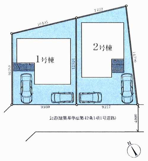 藤沢市本藤沢3期　新築戸建全2棟　1号棟の区画図