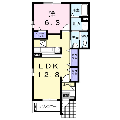 【間取り】 | パレドールB | 広々とした１LDKの間取り！