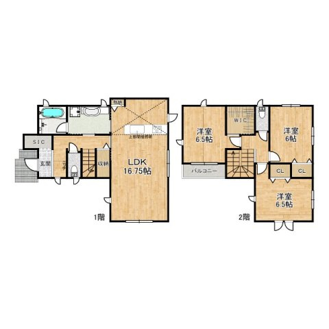 加古川市加古川町北在家新築戸建の間取り