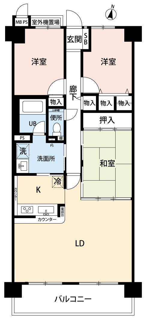 ライオンズマンション北鈴蘭台第二の間取り|3LDKの間取り、84.19㎡とひろびろ空間を確保！