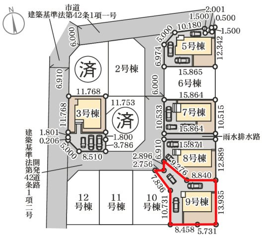 【区画図】 | Livele Garden.S　大森第10　9号棟 | 駐車スペース3台
