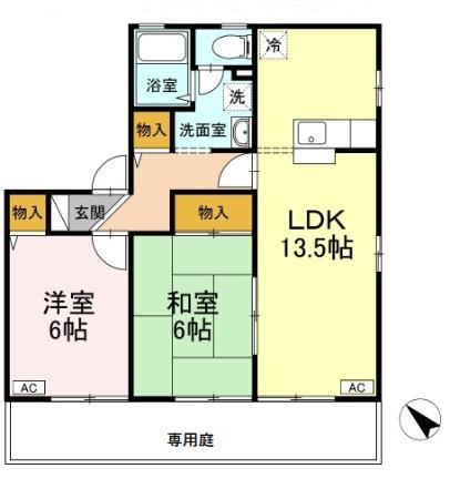 【間取り】 | カサ・グランディスⅡ | 2LDKのお部屋です