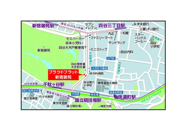 プラウドフラット新宿御苑の地図