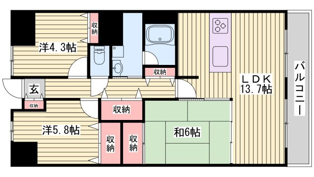 ラヴィーヌ砥堀の間取り