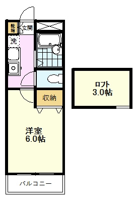 【間取り】 | フォルジュロン | フォルジュロン、208号室、１Ｋロフト