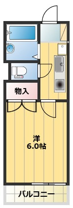 【間取り】 | 配郷A | コンパクトな１Ｋの間取りです！