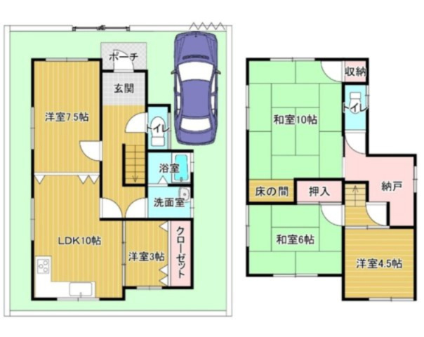 苦楽園一番町の間取り|プライバシー＆防犯面・独立性を高める　門扉・スライド式扉のある車庫 
