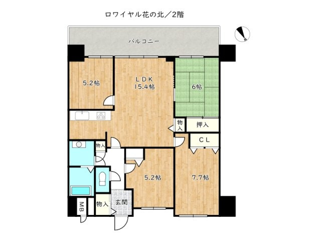 【間取り】 | ロワイヤル花の北