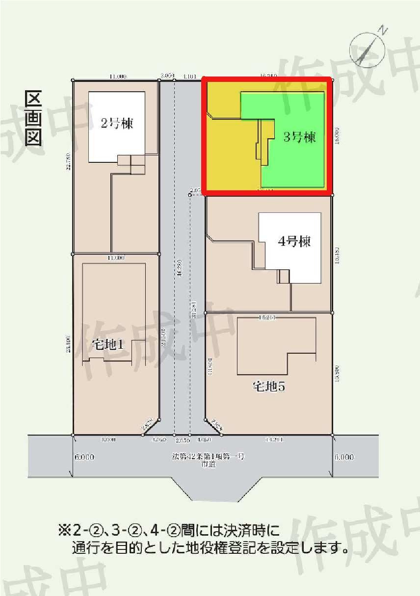 新築　藤岡市立石第７　Livele Garden.S　3号棟の区画図|3号棟　区画図　南東側接道幅員約6ｍ
