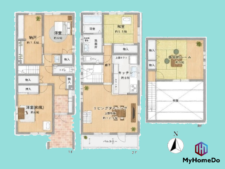 北区元志賀町1丁目の間取り