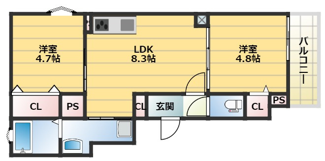クリエオーレ郡津Ⅰの間取り