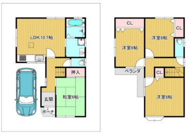 尼崎市東難波町　中古一戸建ての間取り