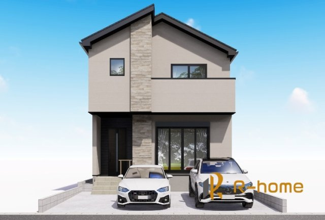 つくばみらい市陽光台2期　新築戸建て　1号棟の外観パース|2026年12月完成予定！近隣の同仕様完成物件をご見学いただけます♪