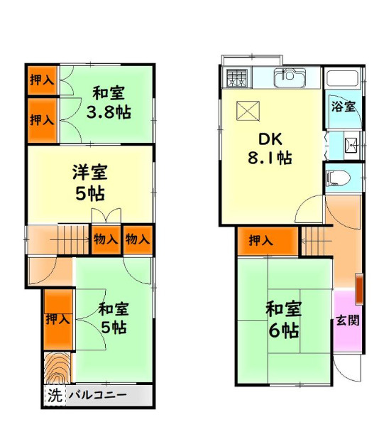 和泉市春木町貸家の間取り