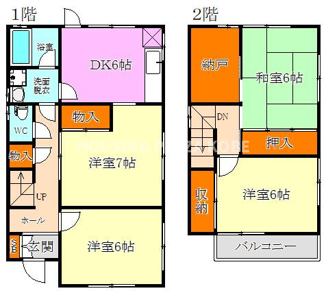 妙法寺字津江田貸家の間取り