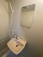 ゆったりとスペースのある洗面所
