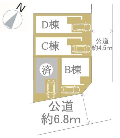 【横浜市鶴見区東寺尾1丁目7-8全4棟新築戸建て】★仲介手数料無料★（上寺尾小学校・生麦中学校）の区画図