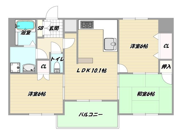 大阪市淀川区西宮原２丁目の賃貸マンションの間取り