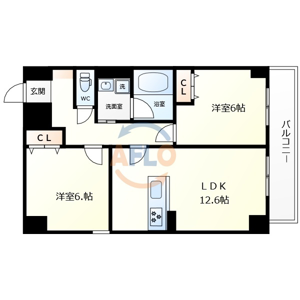 BADGE大道　聖和小学校区の間取り|BADGE大道　間取り