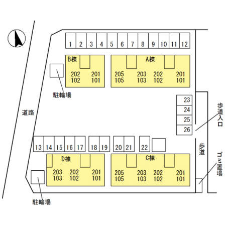 ウエストハイツ屋島 D棟の区画図