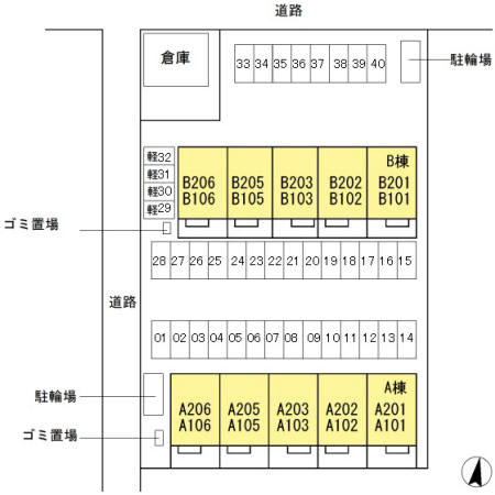 オネスト上林 B棟の区画図